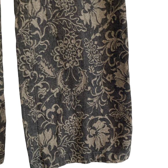 Womens Harolds Black Gold Floral Tapestry Wide Leg Cotton Denim Jeans Size 12 - Picture 9 of 16